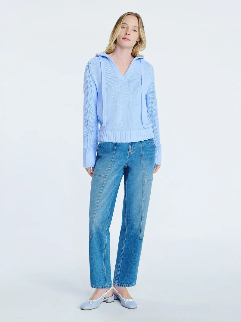 Free Assembly Women's Cotton Hoodie Sweater with Long Sleeves, Sizes XS-XXL | Walmart (US)