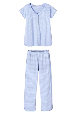 Pima Maternity Short-Long Set in Hydrangea | LAKE Pajamas