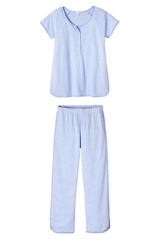 Pima Maternity Short-Long Set in Hydrangea | Lake Pajamas