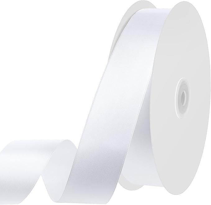 Double Faced White Ribbon, 60 Yards 1 inch White Satin Ribbon Stocking Stuffers for Gift Wrapping... | Amazon (US)