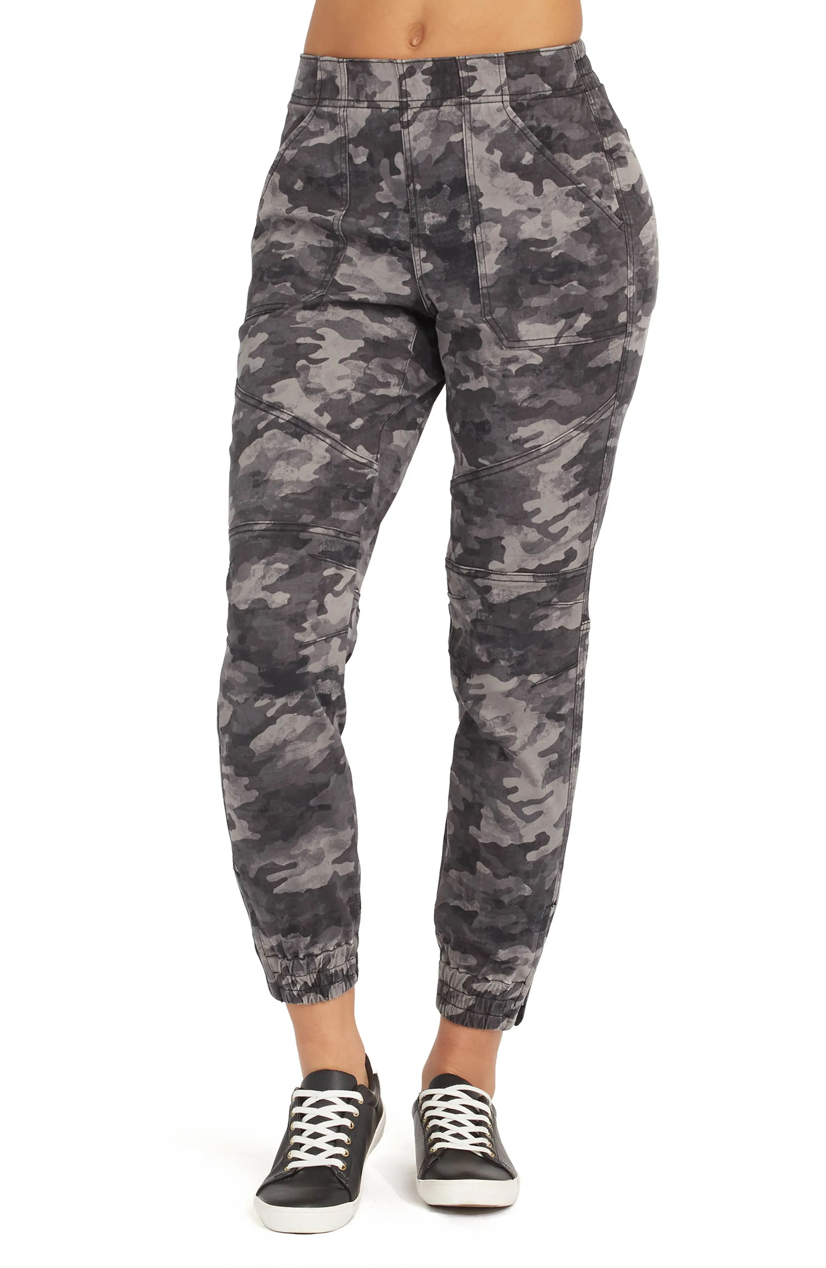 SPANX(R) Stretch Twill Jogger Pants, Size Large in Blackwash Camo at Nordstrom | Nordstrom