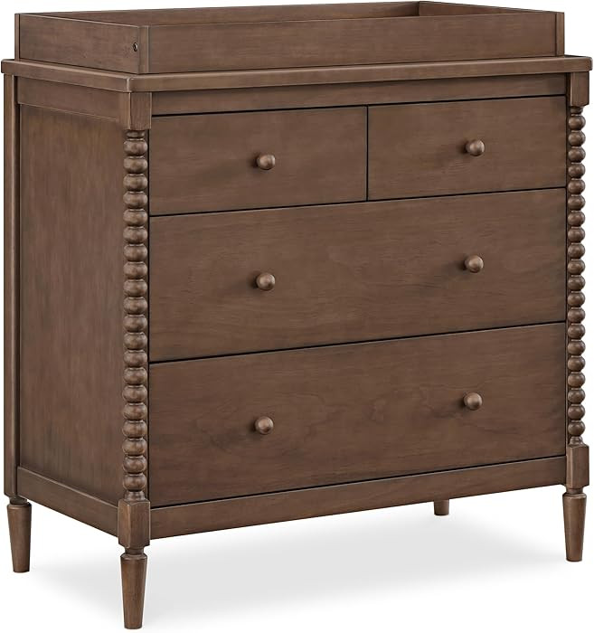 Delta Children Saint 4 Drawer Dresser with Changing Top and Interlocking Drawers, Teak Brown | Amazon (US)