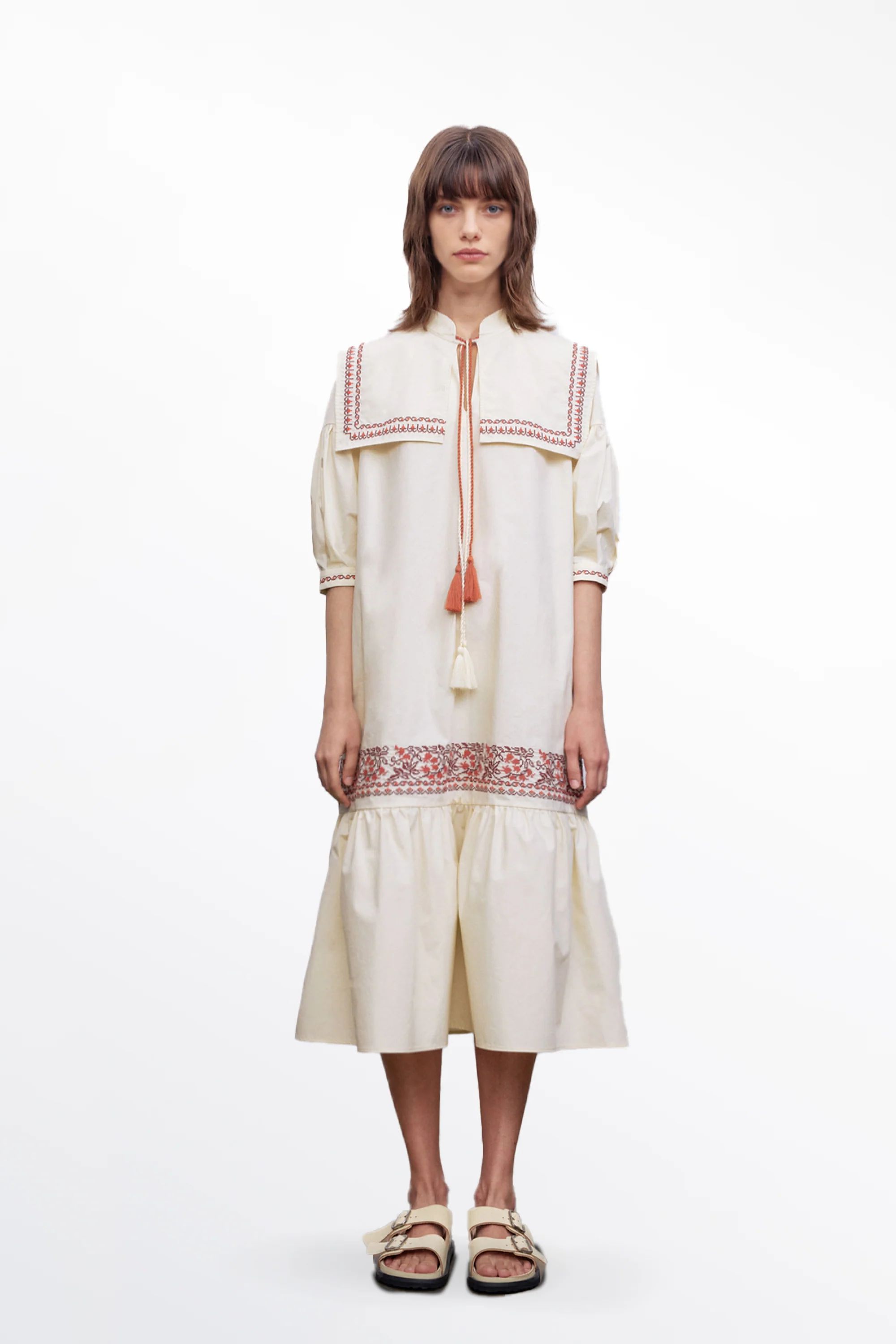 Smock Embroidered Dress in Cotton | Fabrique