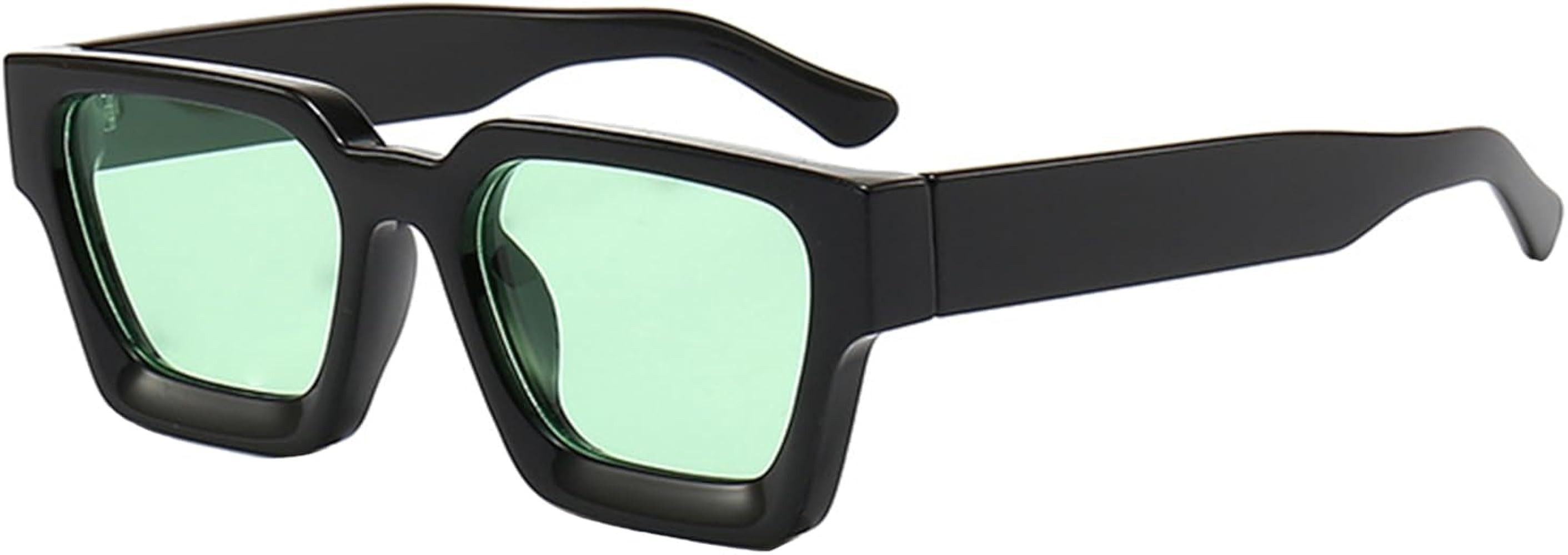 Thick Square Frame Sunglasses for Women Men Retro Chunky Rectangle Sun Glasses Fashion Black Shad... | Amazon (US)