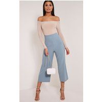 Tazmin Dusty Blue High Waisted Culottes | PrettyLittleThing US