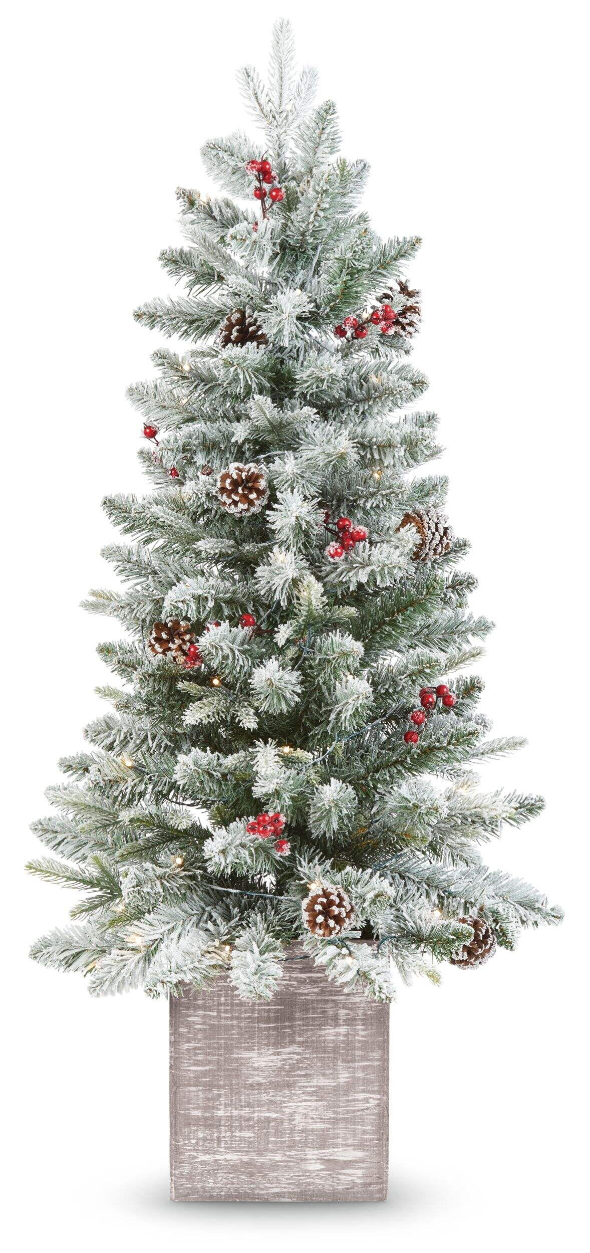 NOMA Flocked Pre-Lit Pinecones & Berries Potted Tree, 4-ft#051-4806-8 | Canadian Tire