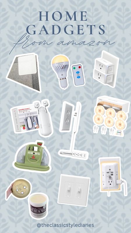 All the behind the scenes things to make your house run smoothly. Rug tape, battery powered light bulbs, under cabinet ligning, smart outlets, slim outlets, wax, switch covers in case your light switches are discolored, and the list goes on. #homegadgets #outletcovers #smartoutlet #remotecontrolled 

#LTKsalealert #LTKfindsunder50 #LTKhome
