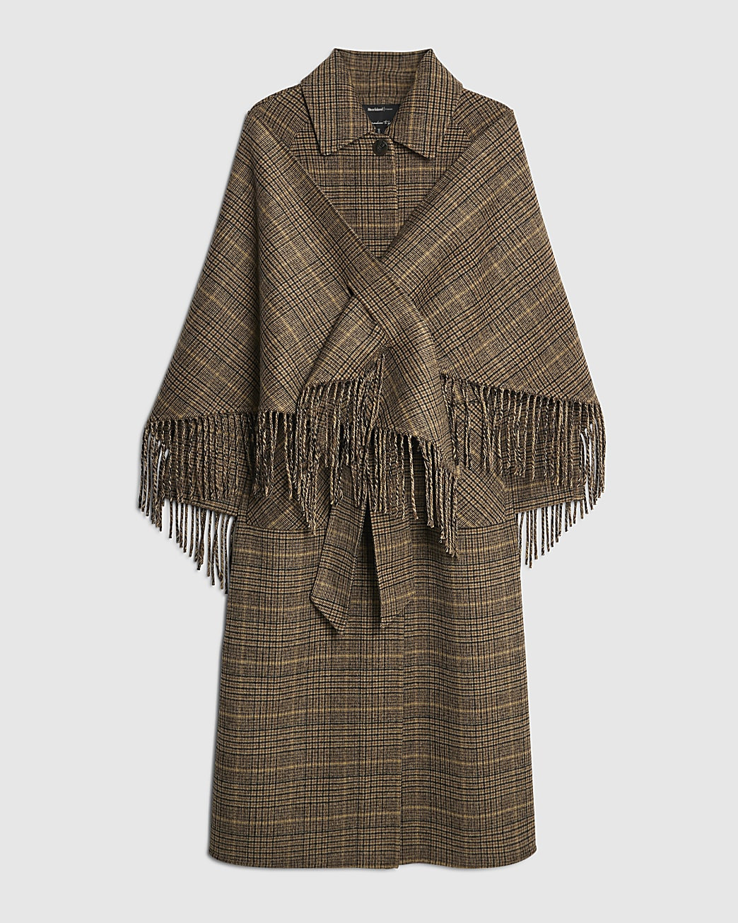 Brown Wool Blend Check Scarf And Trench Coat | River Island UK & IE