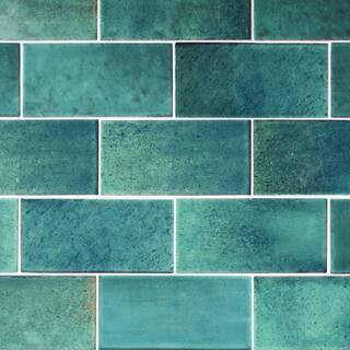 Daltile LuxeCraft Arteko 3 in. x 6 in. Glazed Ceramic Handmade Green Subway Tile (12.5 sq. ft./ca... | The Home Depot