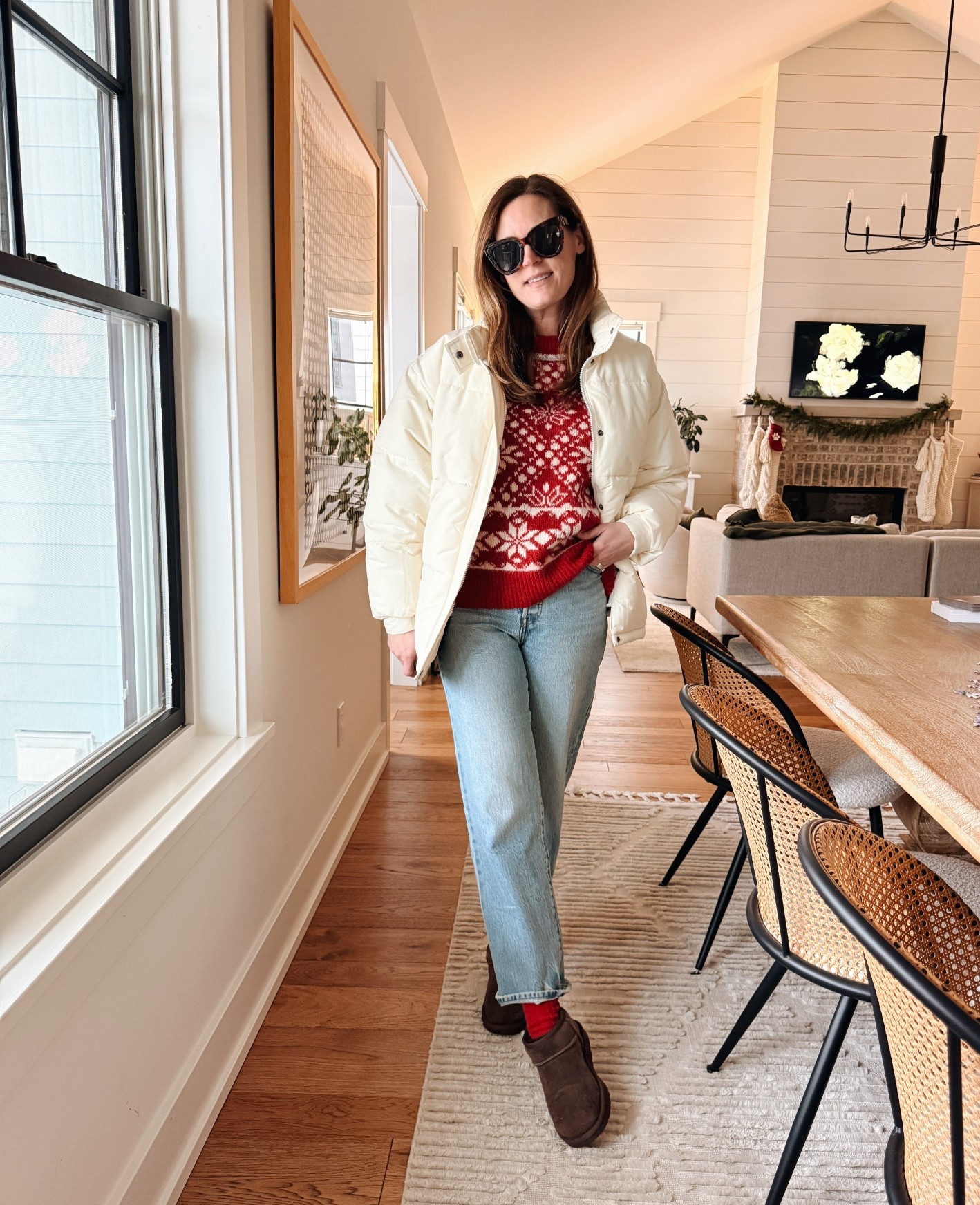 Coat size small
Sweater size small
Jeans size 26

#LTKdayinmylife #LTKHoliday #LTKgrwm