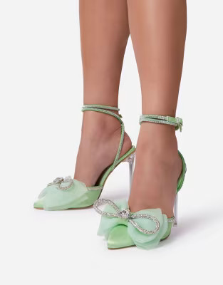 Ego Chrishelle tulle trim crystal pumps in sage green | ASOS | ASOS (Global)