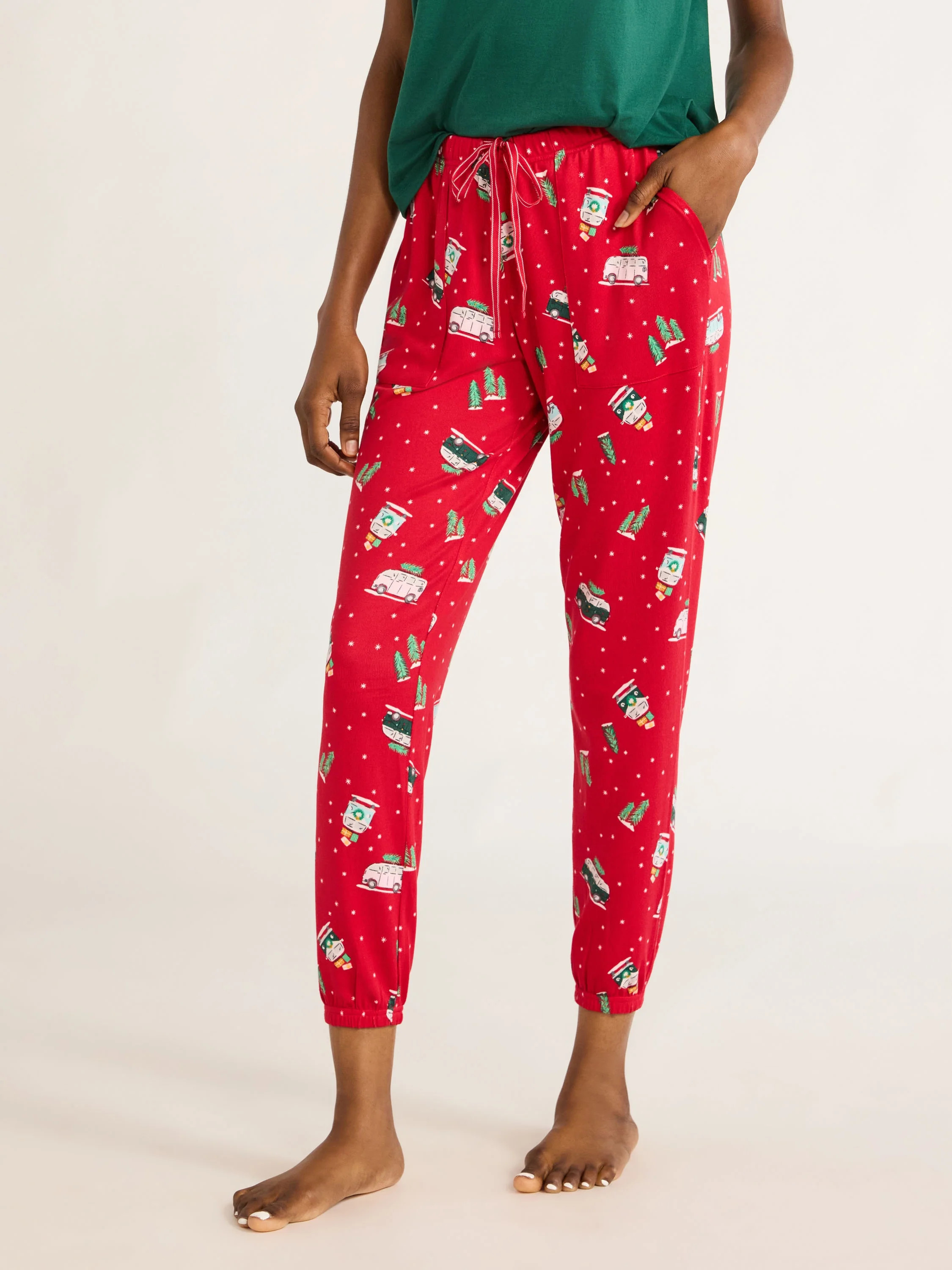 Joyspun Women's Hacci Knit Jogger Sleep Pants, 29” Inseam, Sizes XS to 3X | Walmart (US)