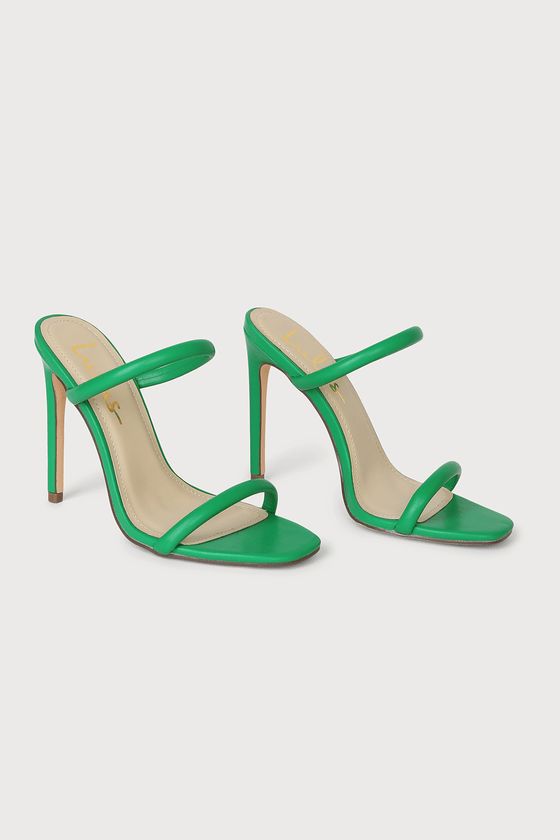 Theyaa Kelly Green Square-Toe High Heel Sandals | Lulus (US)