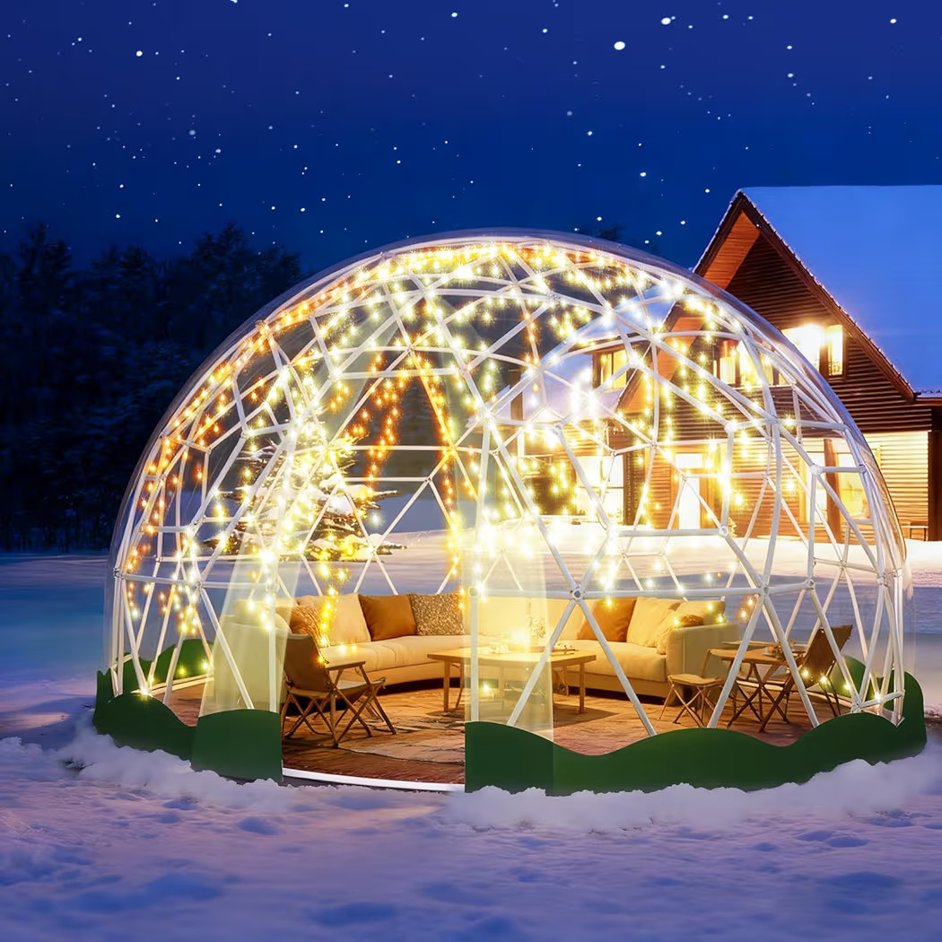 12FT Garden Dome Tent, Geodesic Dome Greenhouse with PVC Clear Cover, Waterproof Garden Bubble Do... | Amazon (US)