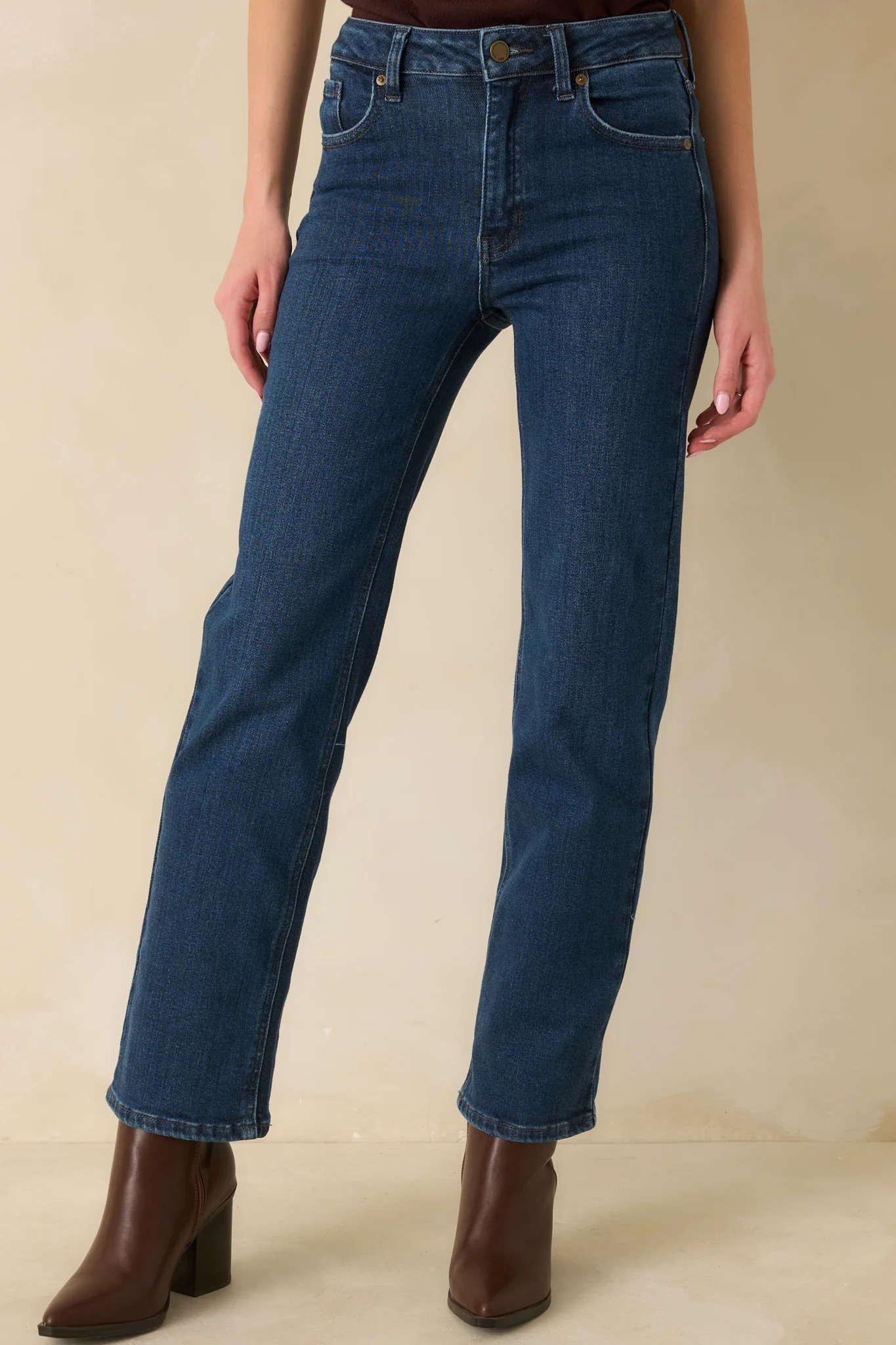 The Daily Edit Dark Wash Straight Leg Jeans | Red Dress