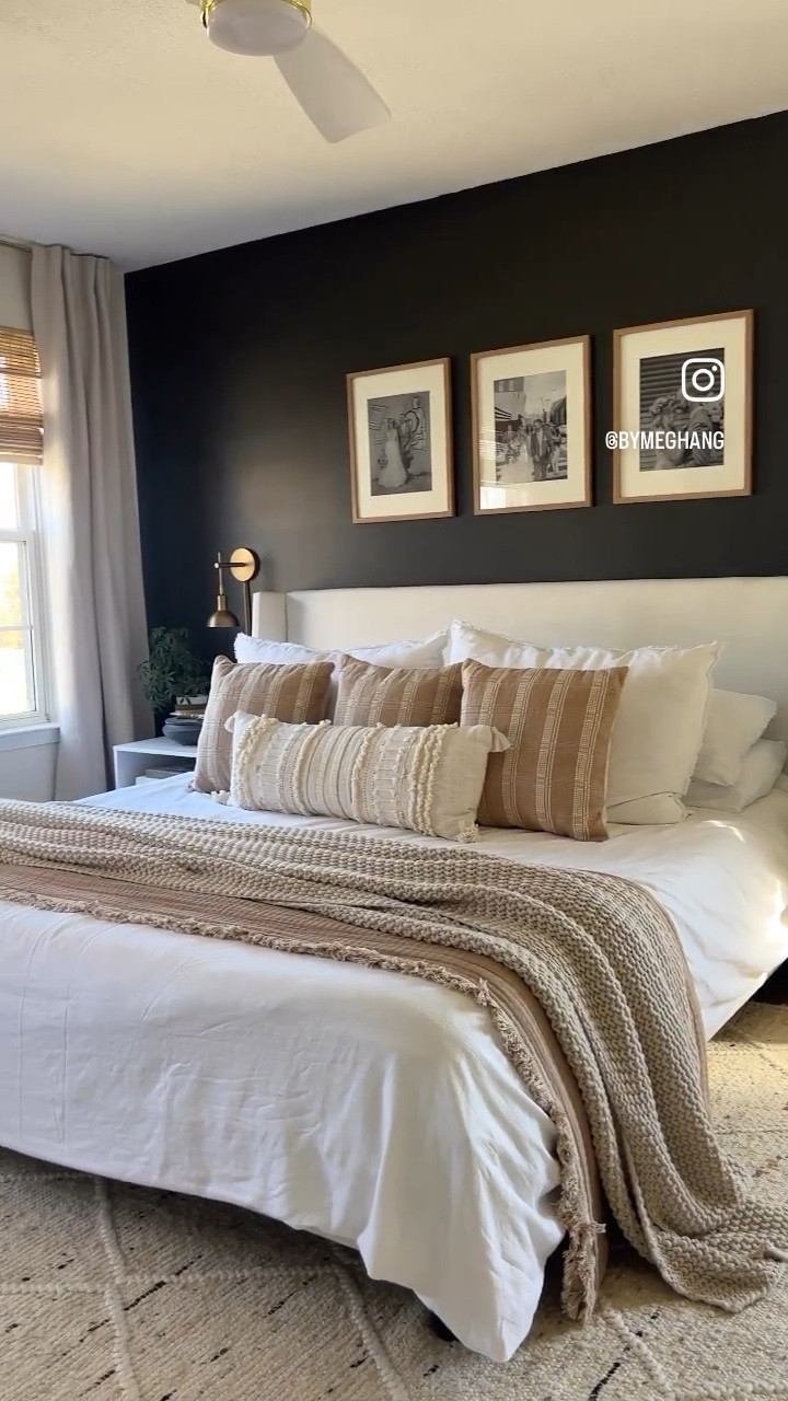 Bedroom makeover! Use this bedroom I made over for my best friend as your bedroom inspo! The dark moody wall is my favorite. 

#LTKhome #LTKsalealert #LTKFind