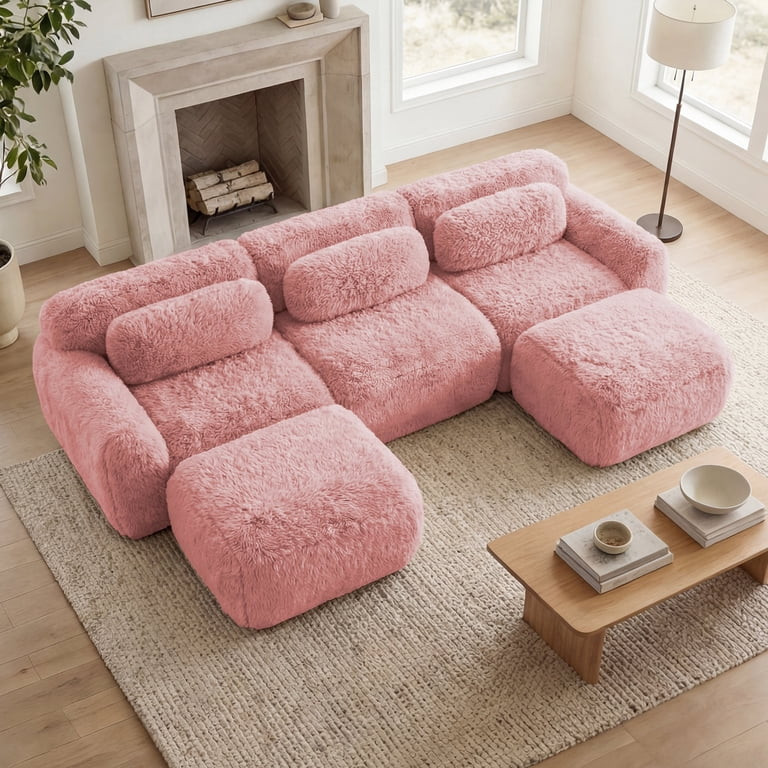 Homefun U-Shaped Boneless Sofa Modular with Chaise Free Combination High Density Sponge Deep Seat... | Walmart (US)