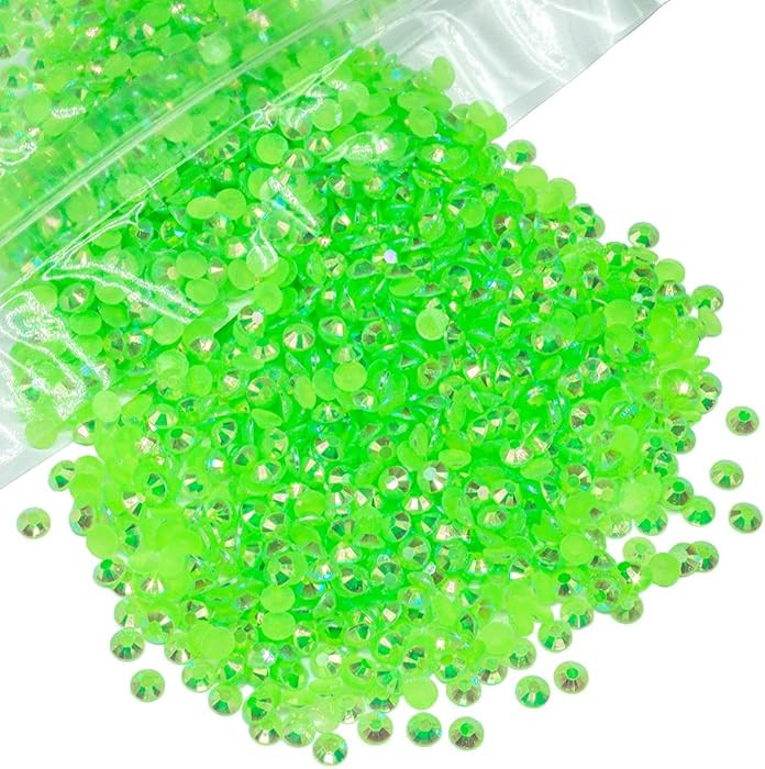 3000PCS 5mm Peridot AB Resin Rhinestones for Crafts Fresh Green AB Flatback Jelly Rhinestones Bul... | Amazon (US)