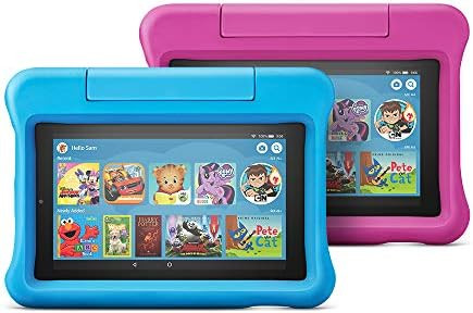 Fire 7 Kids Edition Tablet 2-Pack, 16 GB, Blue/Pink Kid-Proof Case | Amazon (US)