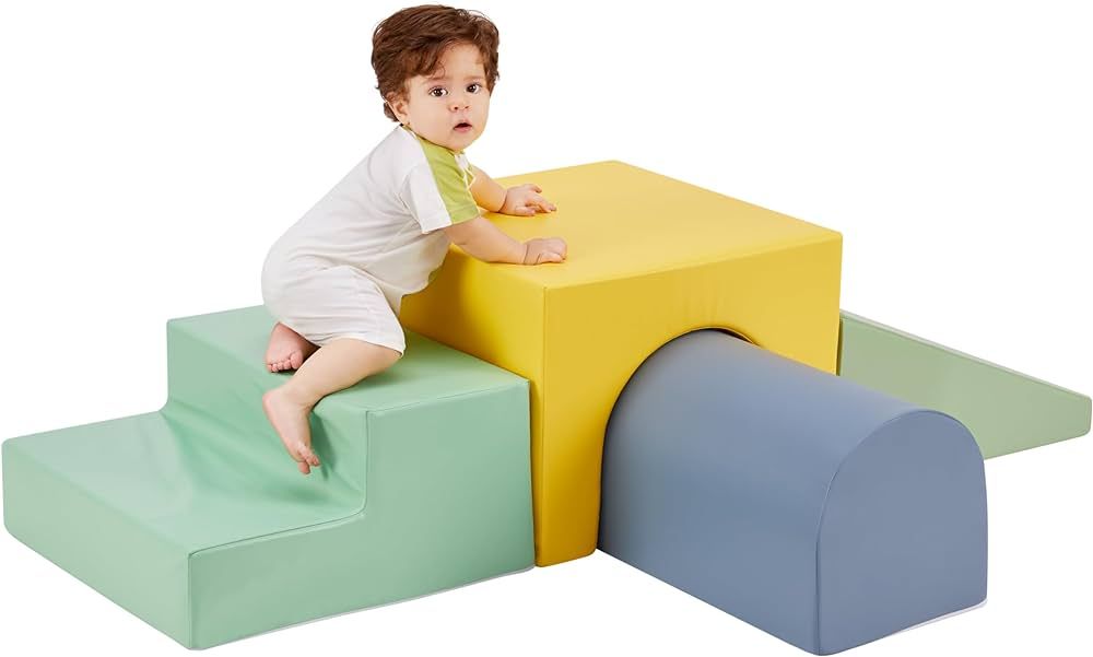 crkmire Kids Climb & Crawl Sets, 4-Piece Soft Foam Block Activity Play Structures Set for Baby In... | Amazon (US)