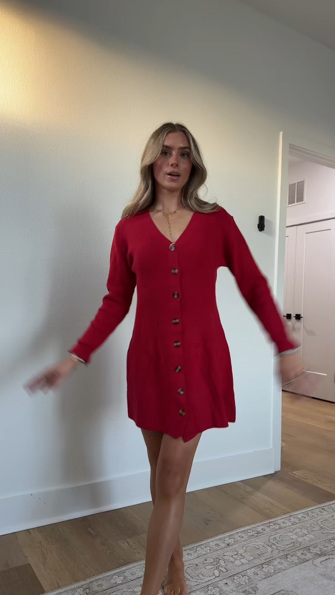 Amazon size small Bozanly Women's Elegant Deep V Neck Long Sleeve Button Front Ribbed Knit Mini Dress Sexy Sweater Dresses

#LTKHoliday #LTKFindsUnder50 #LTKootd