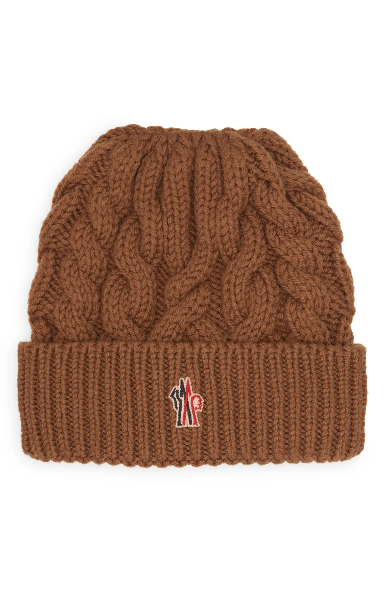 Moncler Grenoble Logo Embroidered Virgin Wool Cable Beanie | Nordstrom | Nordstrom