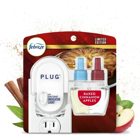 Febreze Plug Odor-Fighting Air Freshener Baked Cinnamon Apples, Starter Kit and 1 Refill, 0.87 fl... | Walmart (US)