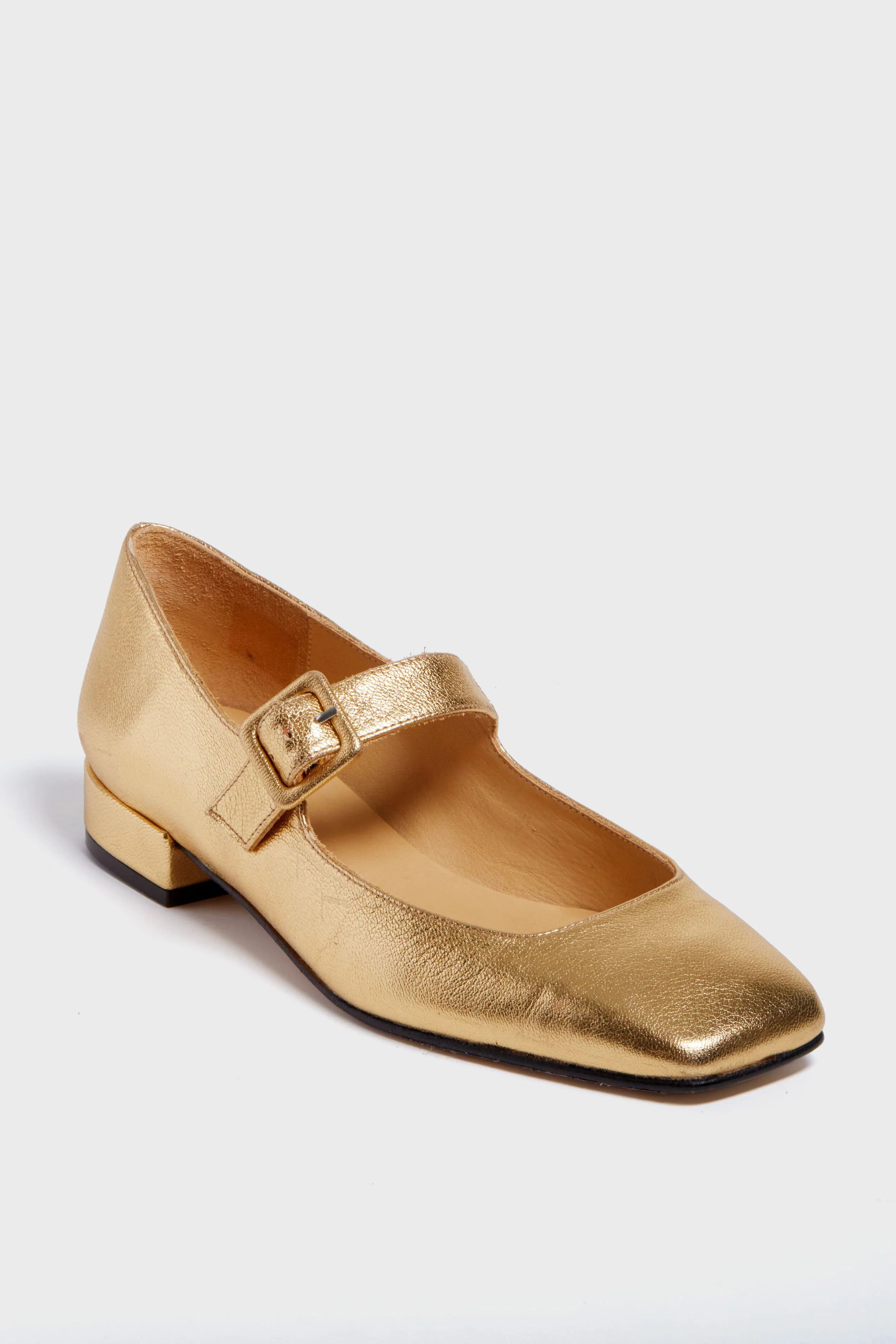 Gold Leather Low Mary Janes | Tuckernuck (US)