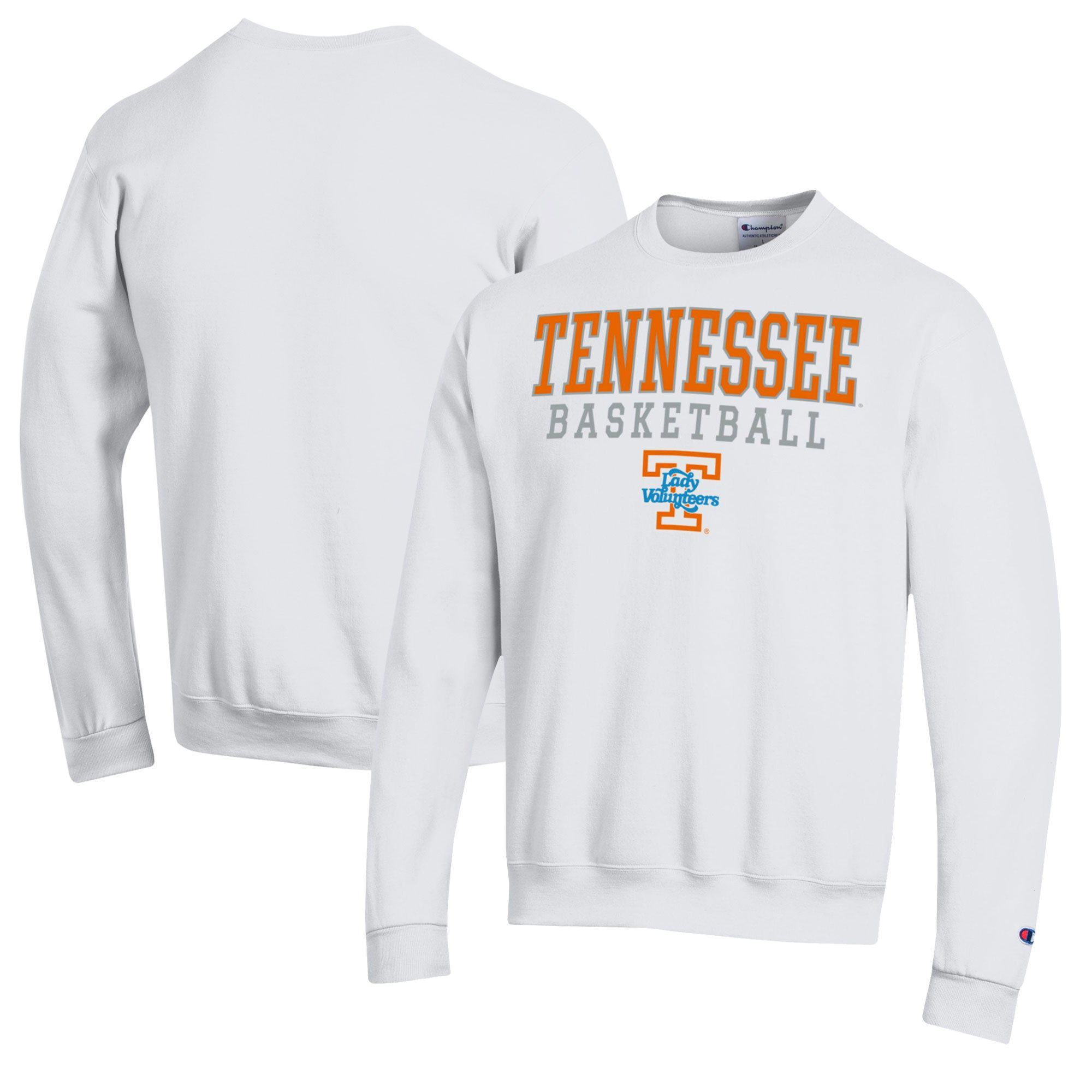 Men's Champion White Tennessee Volunteers Lady Vols Basketball Stack Pullover Crewneck Sweatshirt | Fanatics