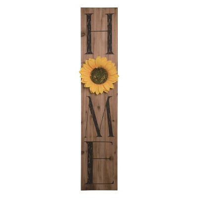 Transpac 47.5 Inch Brown Spring Sunflower Porch Decor Freestanding Wood Sign for Spring Home Decoration | Target
