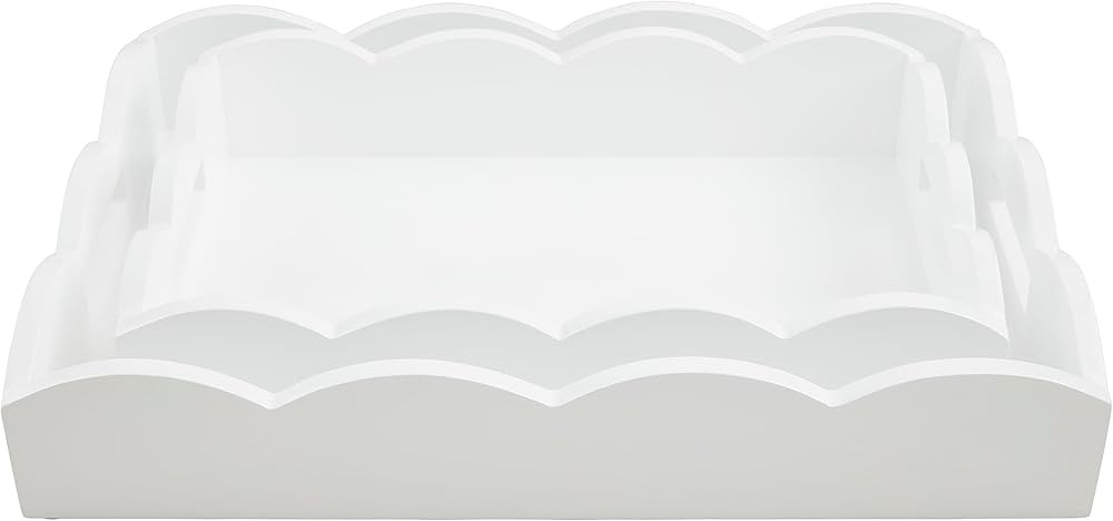 Mud Pie Nested Lacquer Trays, large: 18" x 13" Small: 15" x 10", WHITE | Amazon (US)