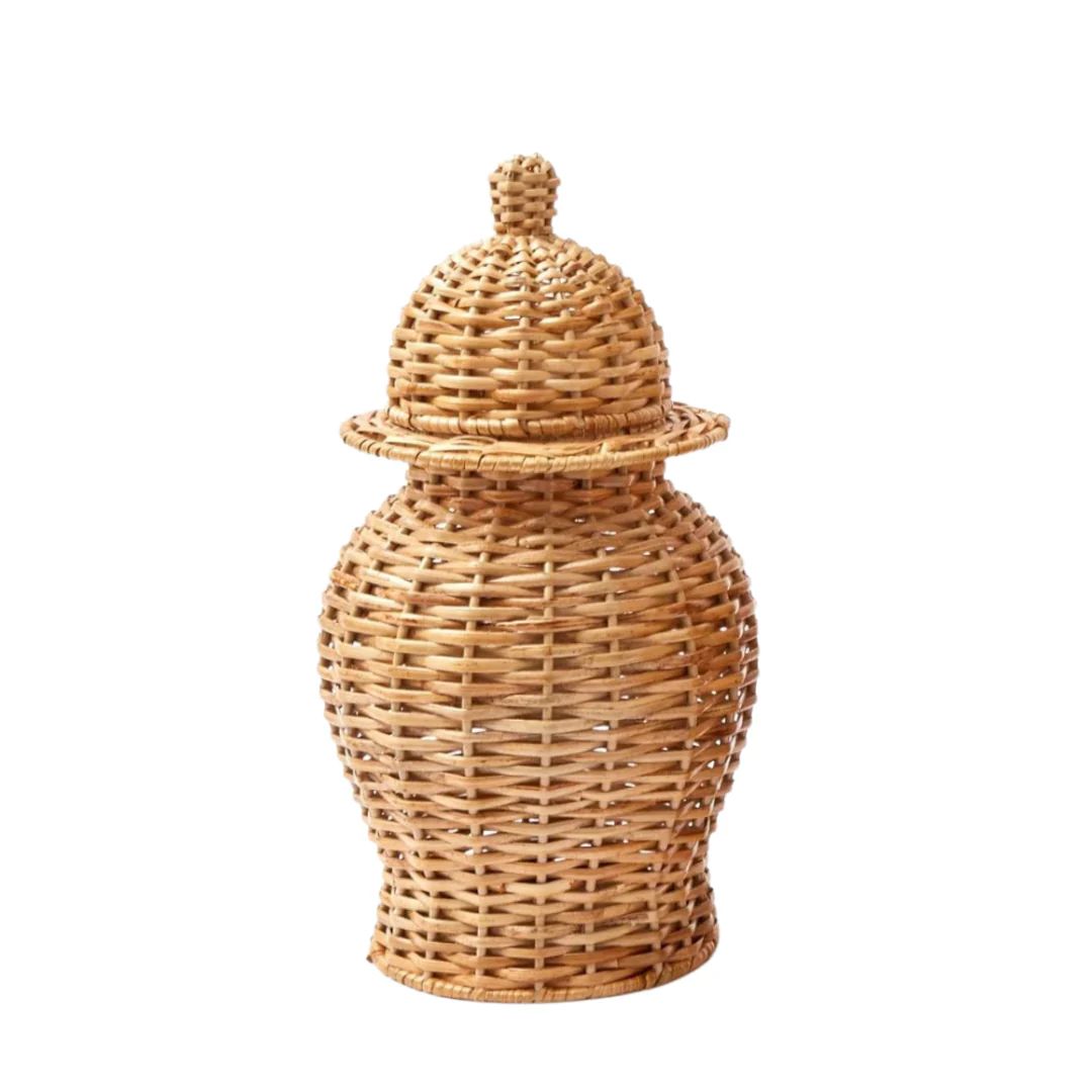 Round Wicker Ginger Jars - (Two Sizes Available) | Sea Marie Designs