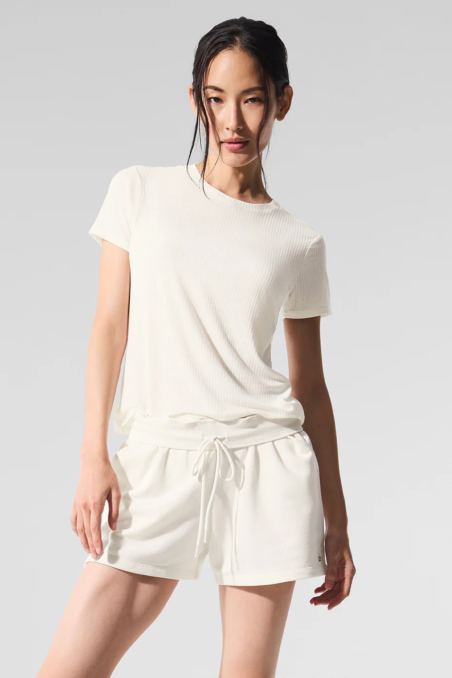ALO | Ribbed Sea Coast T-Shirt in Ivory White, Size: 2XS | Alo Yoga (US)