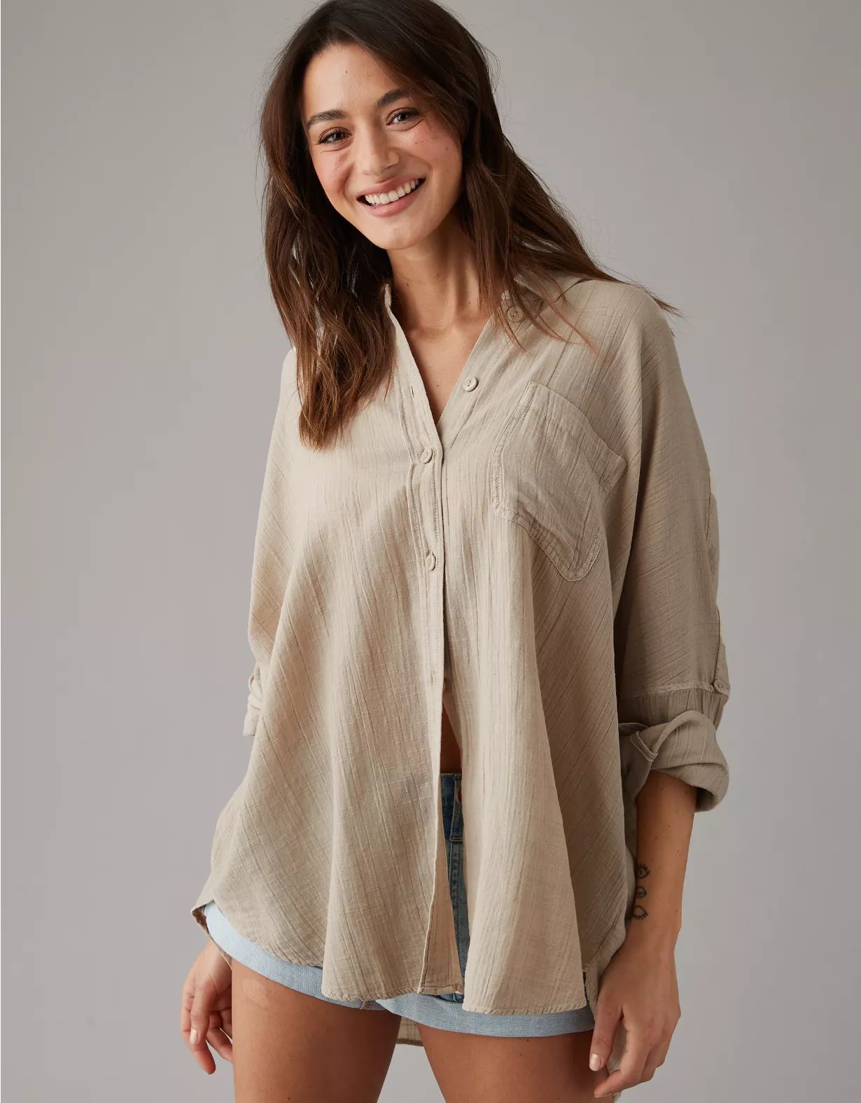 AE Go Big Beach Shirt | American Eagle Outfitters (US & CA)