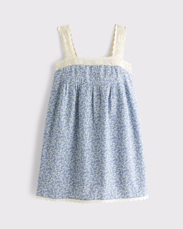 Lace-Trim Easy Mini Dress | Abercrombie & Fitch (US)