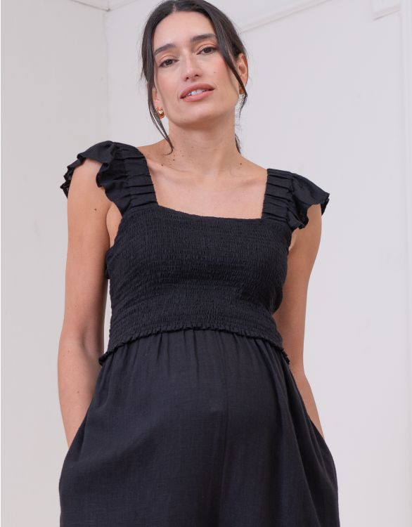 Linen-Blend Maternity-To-Nursing Jumpsuit | Seraphine US