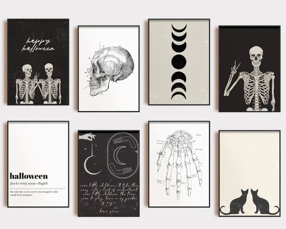 Halloween Art Mega Bundle Set  Set of 18 PRINTABLES  | Etsy | Etsy (US)