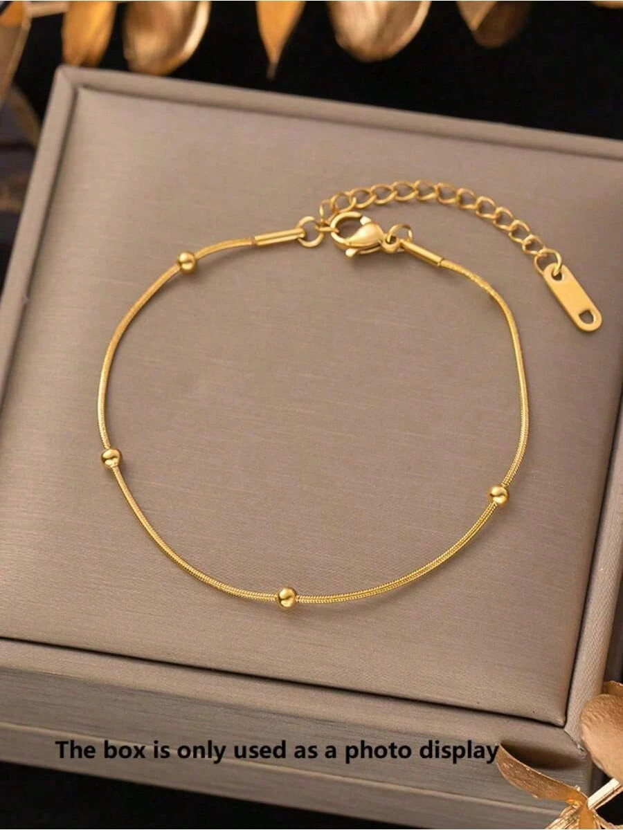 1PC Minimalist 316 Titanium Steel Bracelet – Round Beads & Snake Bone Chain Design, Fashionable... | SHEIN