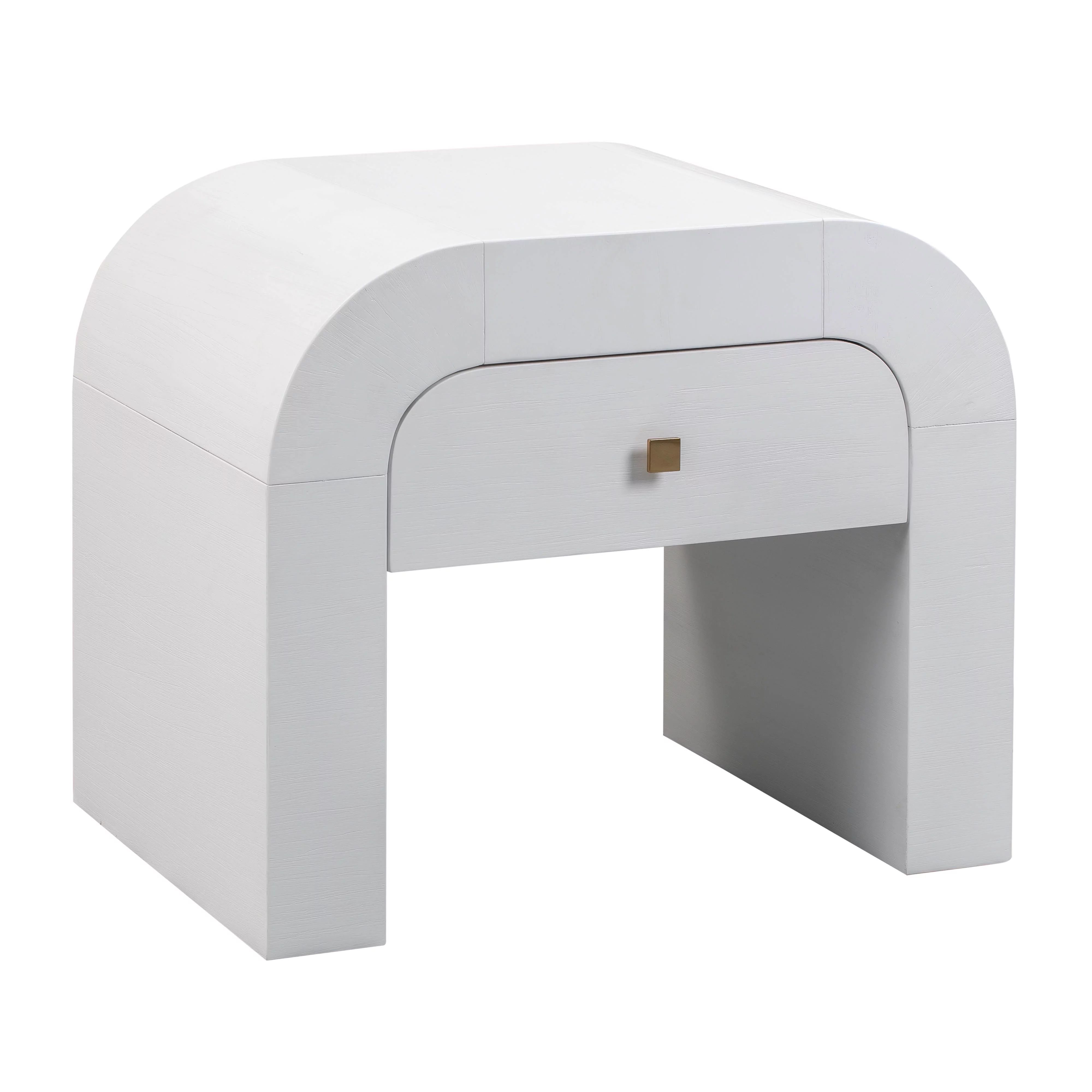 TOV Furniture Hump White Acacia Nightstand with Gold Accents | Walmart (US)