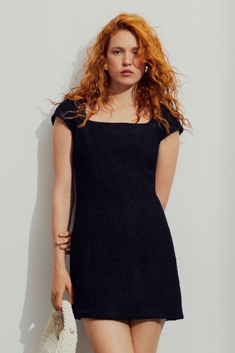 Bouclé Dress - Black - Ladies | H&M US | H&M (US + CA)