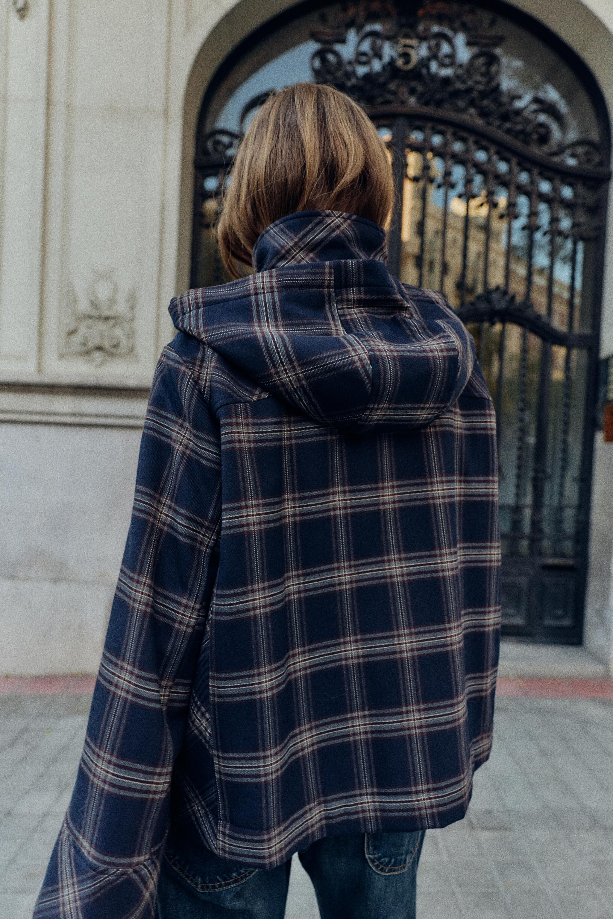 PLAID HOODED PUFFER JACKET | Zara US