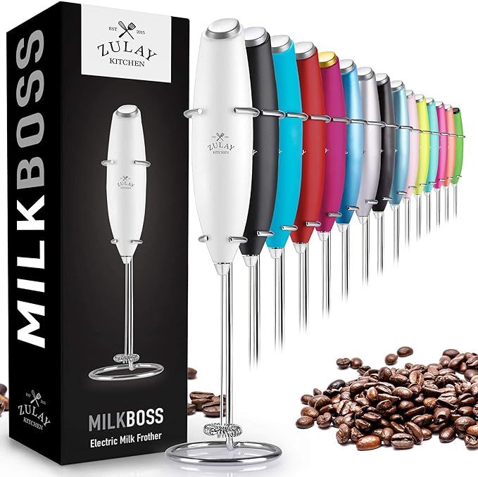Zulay Original Milk Frother Handheld Foam Maker for Lattes - Whisk Drink Mixer for Bulletproof Co... | Amazon (US)