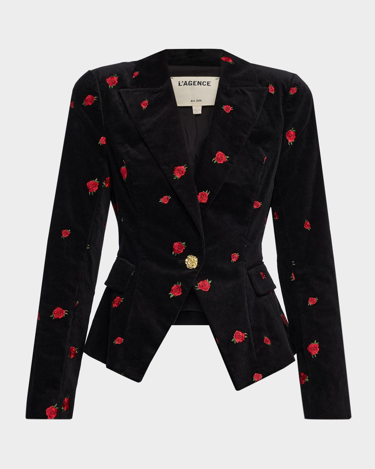 Kaisley Embroidered Velvet Single-Breasted Blazer | Neiman Marcus