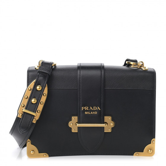 PRADA City Calf Saffiano Large Cahier Bag Black | Fashionphile