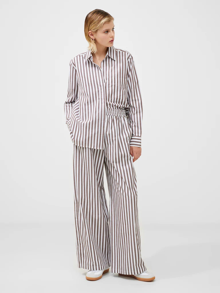 Stripe Poplin Palazzo Trousers | French Connection (UK)