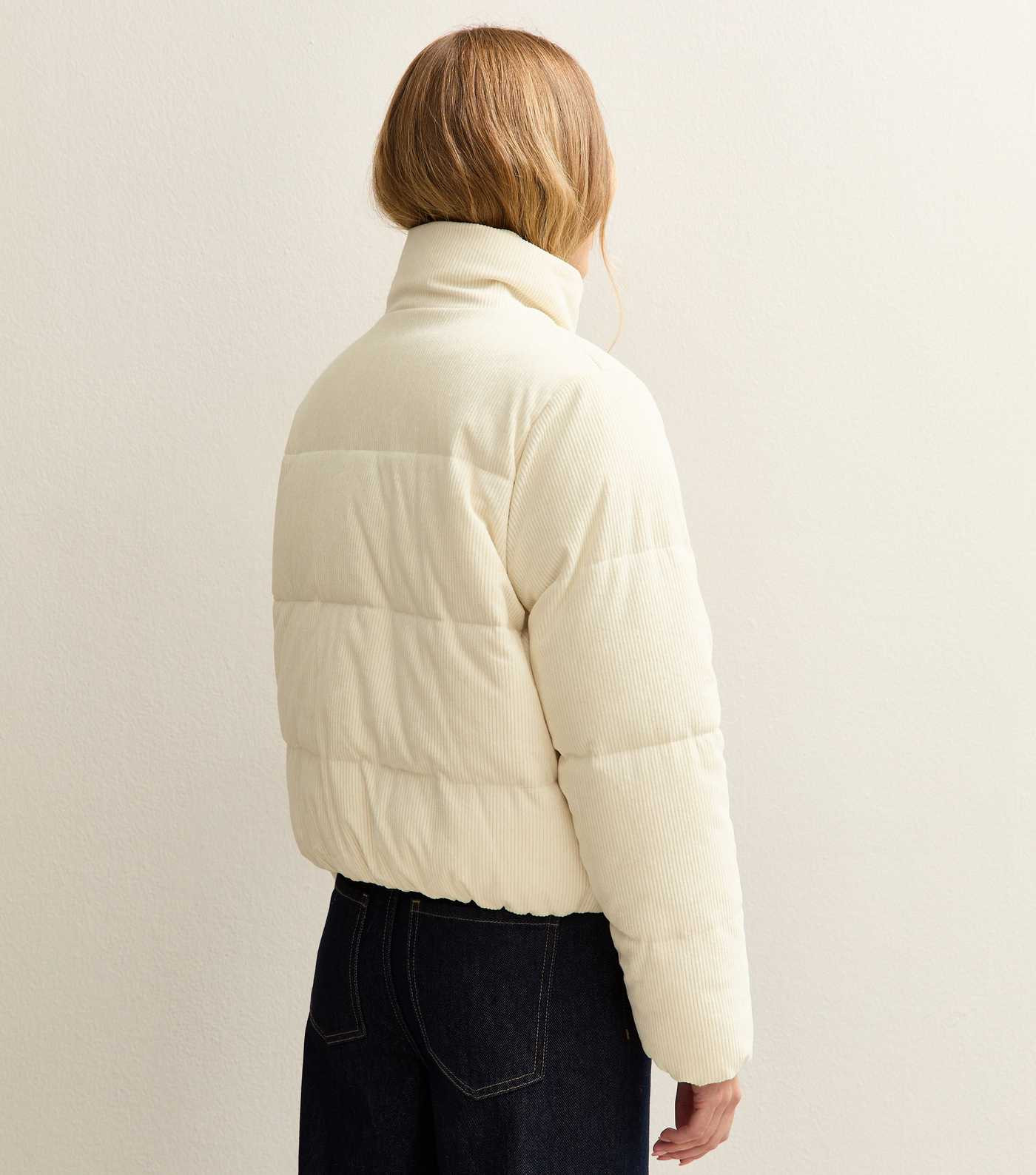 Cream Corduroy Cropped Puffer Jacket | New Look | New Look (UK)