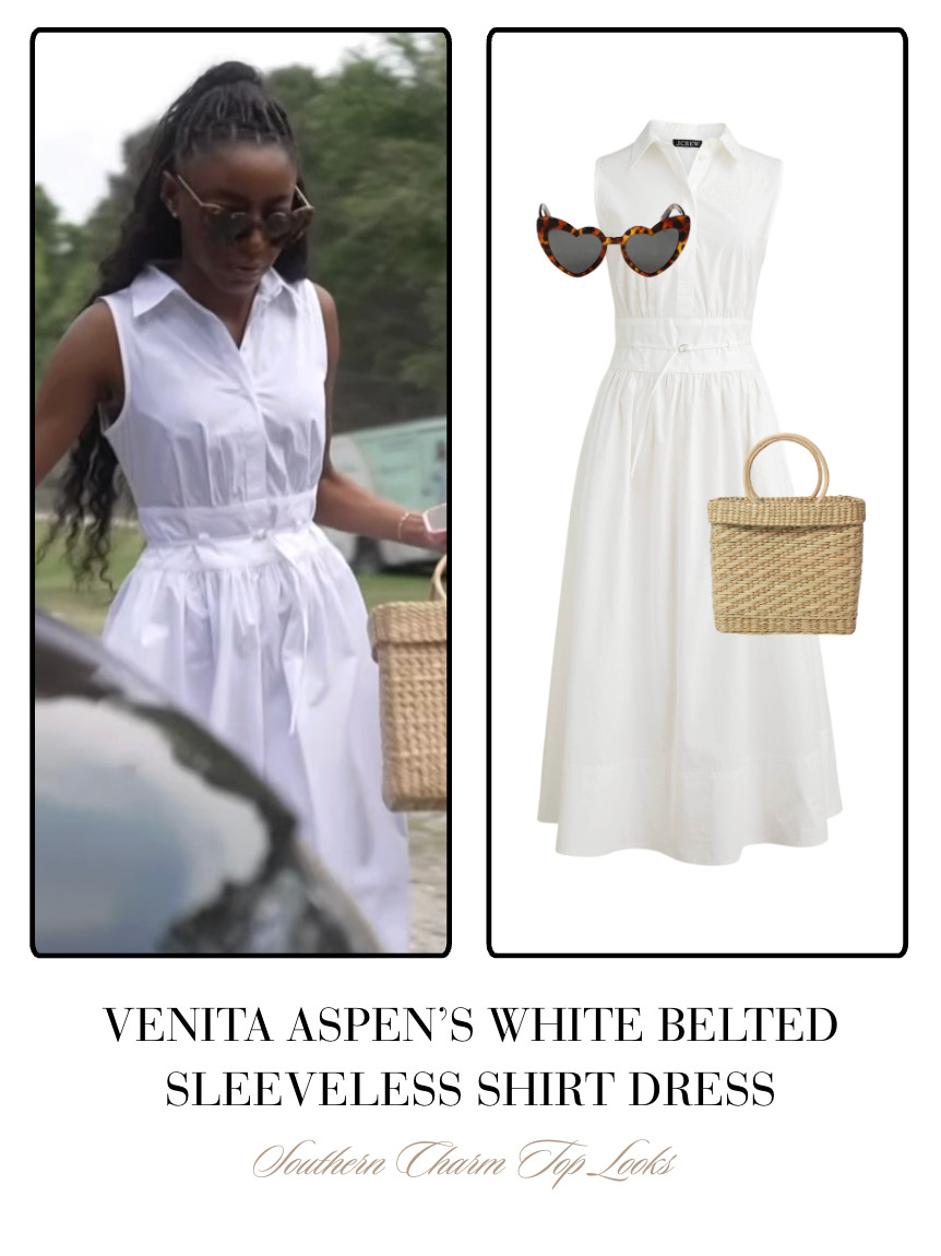 Venita Aspen's White Belted Sleeveless Shirt Dress  

 