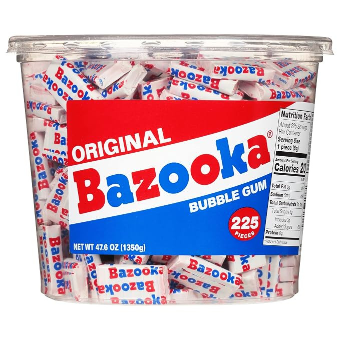 Bazooka Bubble Gum Valentine's Day 225 Count Individually Wrapped Pink Chewing Gum in Original Fl... | Amazon (US)