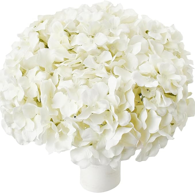 Mandy's 10pcs Ivory Flowers Hydrangea Heads Silk Fake Flowers with Stems for Mother's Day Easter ... | Amazon (US)