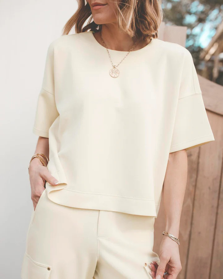 Splendid x @Cellajaneblog Scuba Short Sleeve Sweatshirt | Splendid